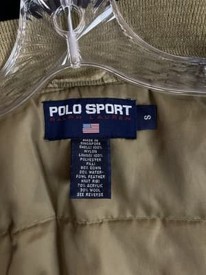 VTG 90s Polo Sport Ralph Lauren Size S Bomber Zip Up Goose Down Puffer Jacket - Thumbnail 6