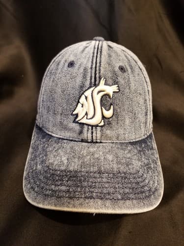 Rare Vtg WSU Washington State Cougars Denim Jean Hat Legacy College Adjustable - Thumbnail 2