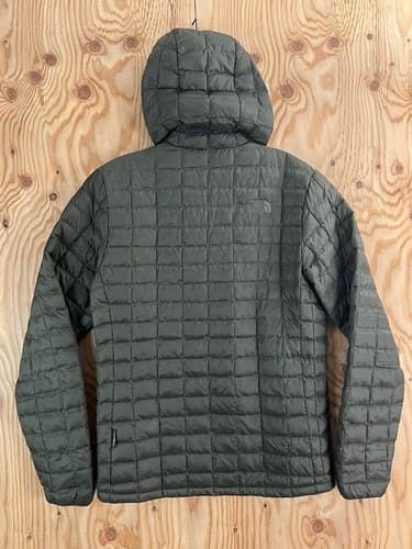 The North Face Mens S Thermoball Eco Hoodie Jacket Army Olive Green Puffer Coat - Thumbnail 9