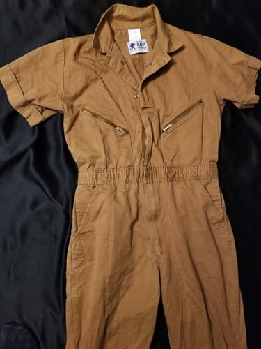 Vtg Jumpsuit Brown 38 Short USA Army Corps Engineers Coveralls R&R Uniform - Thumbnail 4
