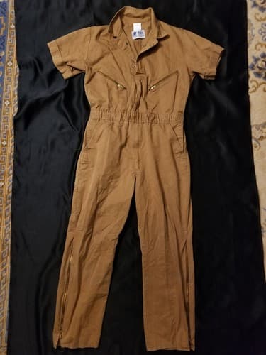 Vtg Jumpsuit Brown 38 Short USA Army Corps Engineers Coveralls R&R Uniform - Thumbnail 3
