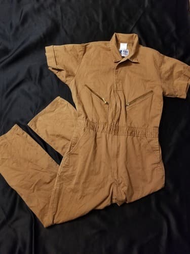 Vtg Jumpsuit Brown 38 Short USA Army Corps Engineers Coveralls R&R Uniform - Image 1