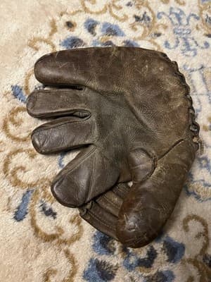 Vintage 1940s Nokona Baseball Glove Lace Web Leather Goods Co Mitt Antique - Thumbnail 9