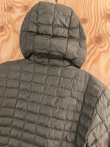 The North Face Mens S Thermoball Eco Hoodie Jacket Army Olive Green Puffer Coat - Thumbnail 11
