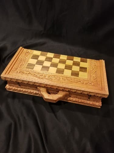 Hand Carved Wooden Aztec Chess Set w/ Checkers, Dice, Stand. Exotic Wood Mexican - Thumbnail 20