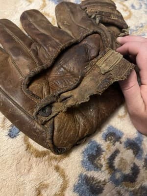Vintage 1940s Nokona Baseball Glove Lace Web Leather Goods Co Mitt Antique - Thumbnail 6