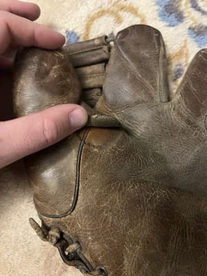 Vintage 1940s Nokona Baseball Glove Lace Web Leather Goods Co Mitt Antique - Thumbnail 8