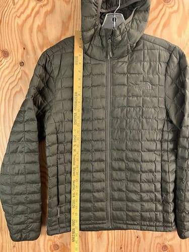 The North Face Mens S Thermoball Eco Hoodie Jacket Army Olive Green Puffer Coat - Thumbnail 12