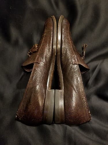 1980s LEE KEE Exotic Mens Shoes 10.5 Split Toe Tassel Ostrich Leg Loafers Vtg - Thumbnail 13