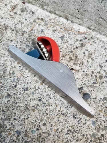 Vintage Stanley Thumb Print Block Plane Blue & Red Small Mini 6.5" Planer - Thumbnail 2