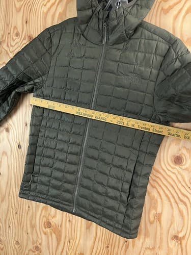 The North Face Mens S Thermoball Eco Hoodie Jacket Army Olive Green Puffer Coat - Thumbnail 13