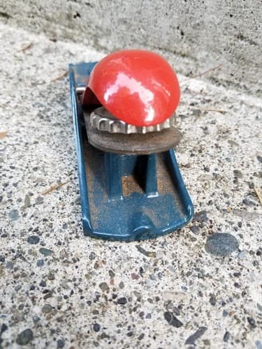 Vintage Stanley Thumb Print Block Plane Blue & Red Small Mini 6.5" Planer - Thumbnail 6