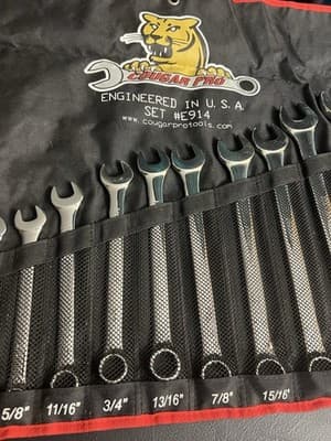 Cougar Pro Combination Wrench #E914 Complete Set 3/8” To 1 1/4” Full Polish SAE - Thumbnail 3