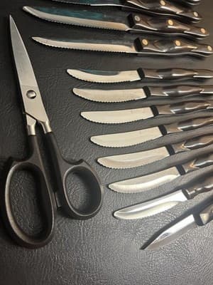 18-Pc Cutco Kitchen Knife Set KC/ KQ/ KI Brown W/Wooden Block Lot Steak Chef - Thumbnail 16