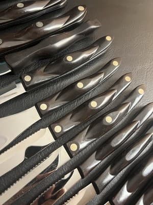 18-Pc Cutco Kitchen Knife Set KC/ KQ/ KI Brown W/Wooden Block Lot Steak Chef - Thumbnail 6