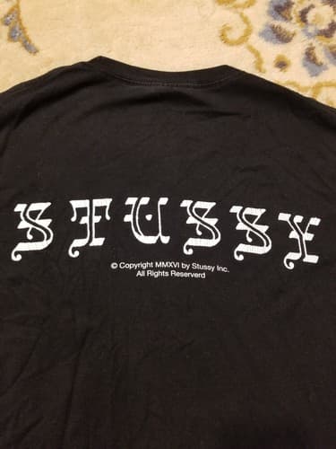 STUSSY Old Script Tee shirt Mens S Black Large Logo Skateboard Hype Streetwear T - Image 1