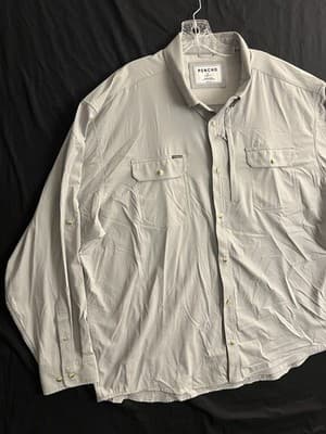 Poncho Shirt Men XXL Grey Magnetic Pockets Fishing Outdoor Vented Back L/S RO - Thumbnail 2