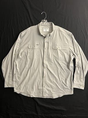 Poncho Shirt Men XXL Grey Magnetic Pockets Fishing Outdoor Vented Back L/S RO - Image 1
