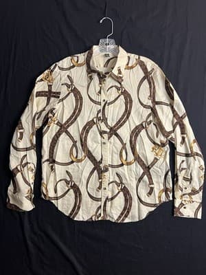 Ralph Lauren Shirt L Horse Bit Bridle Equestrian Gold Polo Top Blouse Button Up - Image 1
