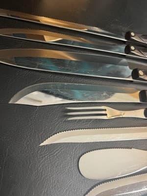 18-Pc Cutco Kitchen Knife Set KC/ KQ/ KI Brown W/Wooden Block Lot Steak Chef - Thumbnail 10