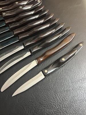 18-Pc Cutco Kitchen Knife Set KC/ KQ/ KI Brown W/Wooden Block Lot Steak Chef - Thumbnail 14