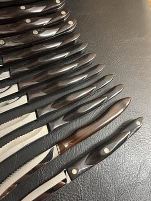 18-Pc Cutco Kitchen Knife Set KC/ KQ/ KI Brown W/Wooden Block Lot Steak Chef - Thumbnail 5