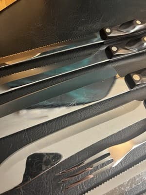 18-Pc Cutco Kitchen Knife Set KC/ KQ/ KI Brown W/Wooden Block Lot Steak Chef - Thumbnail 8