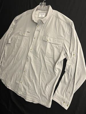Poncho Shirt Men XXL Grey Magnetic Pockets Fishing Outdoor Vented Back L/S RO - Thumbnail 3