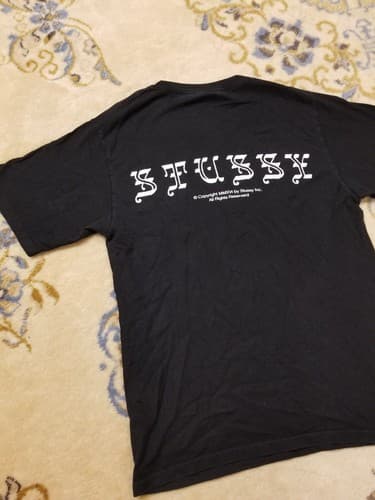 STUSSY Old Script Tee shirt Mens S Black Large Logo Skateboard Hype Streetwear T - Thumbnail 6