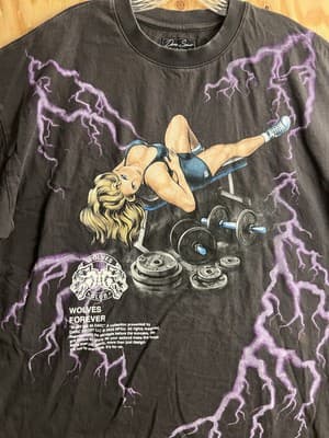 Darc Sport Wolves Club Bury Me in Darc Woman Weights Workout Lightening Tee - Thumbnail 2