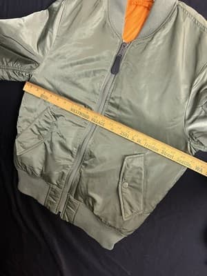 Alpha Industries Jacket Mens Medium Green MA-1 Bomber Reversible Flyers Zip - Thumbnail 13
