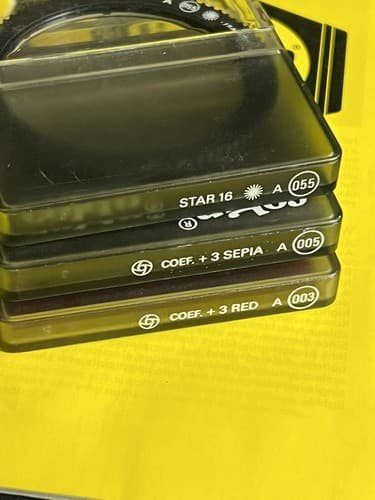 Lot Of 3 Cokin Cromofilter Set STAR 16 A 055. COEF +3 Sepia 005. RED 003. Holder - Thumbnail 5