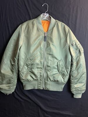 Alpha Industries Jacket Mens Medium Green MA-1 Bomber Reversible Flyers Zip - Thumbnail 2