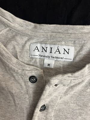 Anian Long Sleeve Henley Circular Shirt Cotton Grey Mens M Canada 1/4 Button - Thumbnail 3