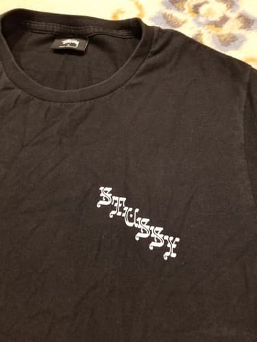 STUSSY Old Script Tee shirt Mens S Black Large Logo Skateboard Hype Streetwear T - Thumbnail 3