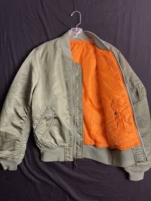 Alpha Industries Jacket Mens Medium Green MA-1 Bomber Reversible Flyers Zip - Thumbnail 3