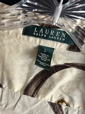 Ralph Lauren Shirt L Horse Bit Bridle Equestrian Gold Polo Top Blouse Button Up - Thumbnail 8