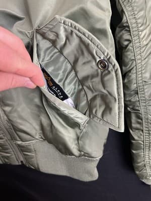 Alpha Industries Jacket Mens Medium Green MA-1 Bomber Reversible Flyers Zip - Thumbnail 7