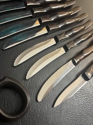 18-Pc Cutco Kitchen Knife Set KC/ KQ/ KI Brown W/Wooden Block Lot Steak Chef - Thumbnail 13