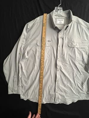 Poncho Shirt Men XXL Grey Magnetic Pockets Fishing Outdoor Vented Back L/S RO - Thumbnail 14