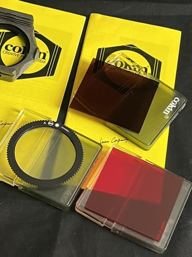 Lot Of 3 Cokin Cromofilter Set STAR 16 A 055. COEF +3 Sepia 005. RED 003. Holder - Thumbnail 6