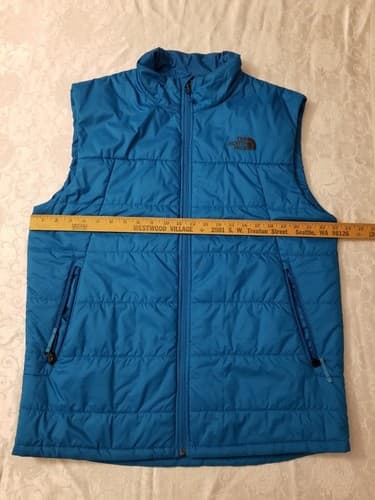 The North Face Mens L Puffer Bombay Vest Full Zip Stand-Up Blue Insulated Puff - Thumbnail 12