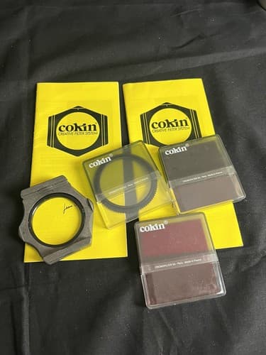 Lot Of 3 Cokin Cromofilter Set STAR 16 A 055. COEF +3 Sepia 005. RED 003. Holder - Image 1