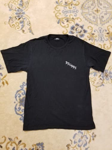 STUSSY Old Script Tee shirt Mens S Black Large Logo Skateboard Hype Streetwear T - Thumbnail 2
