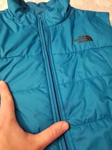 The North Face Mens L Puffer Bombay Vest Full Zip Stand-Up Blue Insulated Puff - Thumbnail 9