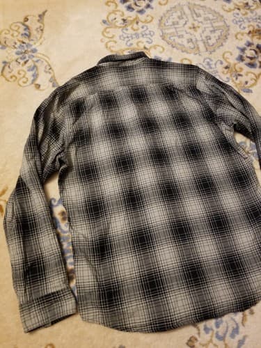 Filson Long Sleeve Flannel Plaid Shirt Mens Medium Black Grey White Button Up - Thumbnail 5