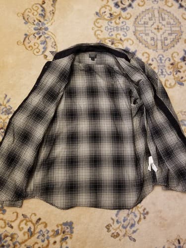 Filson Long Sleeve Flannel Plaid Shirt Mens Medium Black Grey White Button Up - Thumbnail 6