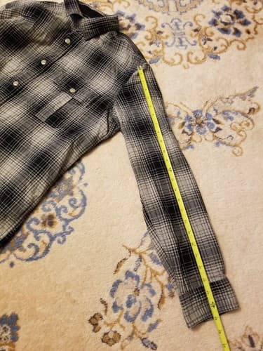 Filson Long Sleeve Flannel Plaid Shirt Mens Medium Black Grey White Button Up - Thumbnail 12