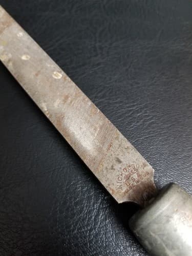 Vintage Nicholson 08560 Mill Smooth Hand File 8" - Made In USA Wood Handle - Thumbnail 3