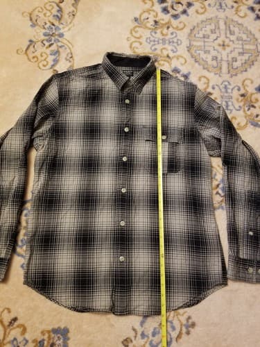 Filson Long Sleeve Flannel Plaid Shirt Mens Medium Black Grey White Button Up - Thumbnail 10